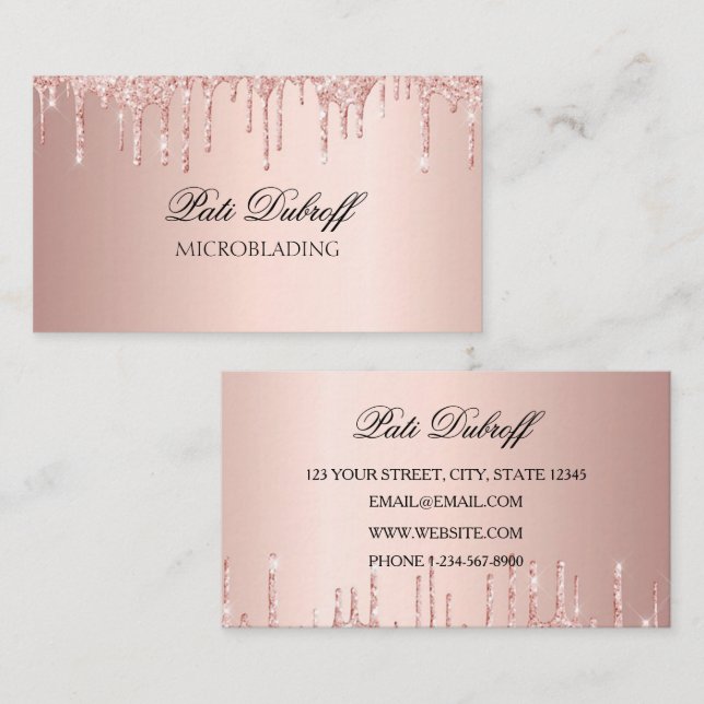 Mikrobladen Eyebrows Brows Glitter Ro Guld Rosa Visitkort (Fram/baksida)