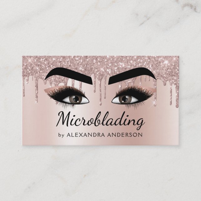 Mikrobladen Eyebrows Brows Glitter Ro Guld Rosa Visitkort (Framsida)