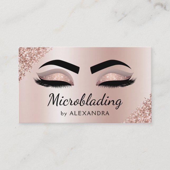 Mikrobladen Eyebrows Brows Glitter Ro Guld Rosa Visitkort (Framsida)