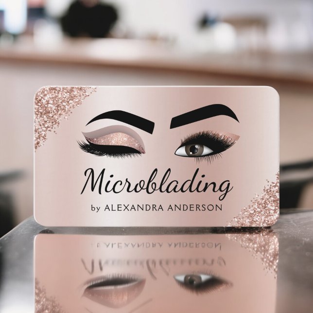 Mikrobladen Eyebrows Brows Glitter Ro Guld Rosa Visitkort (Skapare uppladdad)