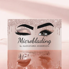 Mikrobladen Eyebrows Brows Glitter Ro Guld Rosa Visitkort