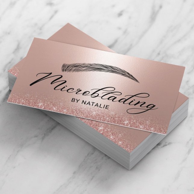 Mikrobladen Ro Guld Glitter Brows Salon Visitkort (Skapare uppladdad)