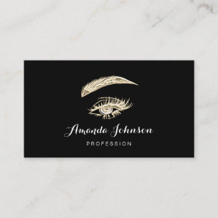 Mikrobladiga streck Brows Makeup Logotyp Guld Blac Visitkort