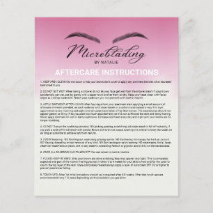 Mikroblading Aftercare Instruction Rosa Ombre Flygblad