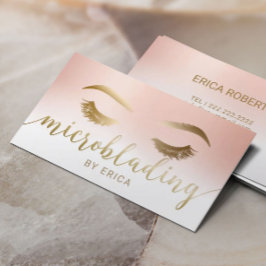 Mikroblading Brow Makeup Artist Ro Guld Pastel Visitkort