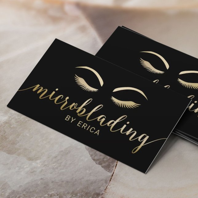 Mikroblading Brows Makeup Artist Black & Guld Visitkort (Skapare uppladdad)