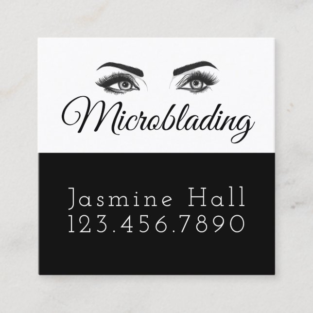 Mikroblading , Eyebrows, Tattoo, Permanent Makeup Fyrkantigt Visitkort (Framsida)