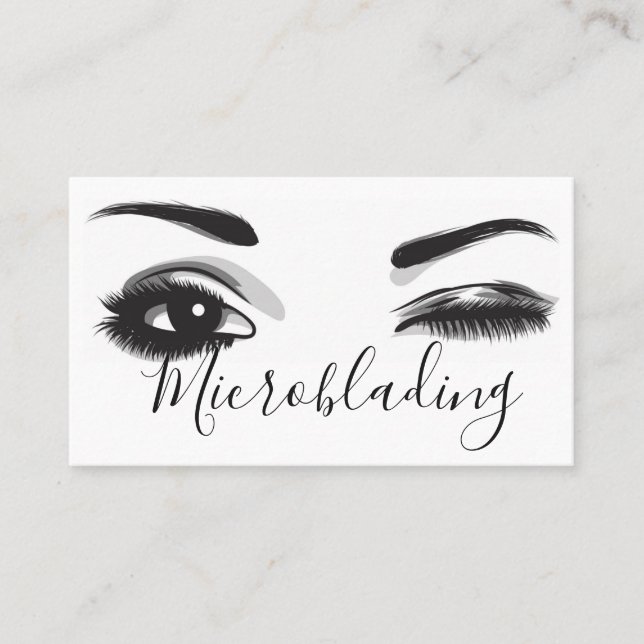 Mikroblading, Eyebrows, Tattoo, Permanent Makeup Visitkort (Framsida)