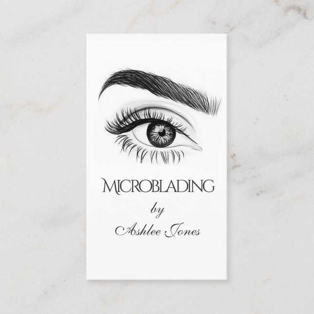 Mikroblading, Eyebrows, Tattoo, Permanent Makeup Visitkort (Framsida)