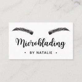 Mikroblading Semi - Permanent Makeup White Minimal Visitkort