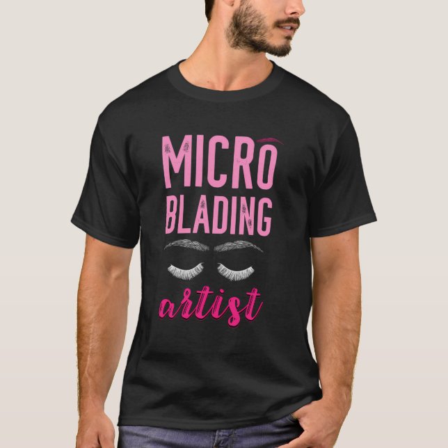 Mikrobladsartist Eyebrow Microblading Brow Art T Shirt (Framsida)