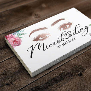 Mikrobldande Eyebrows Beauty Salon Vintage Blommig Visitkort