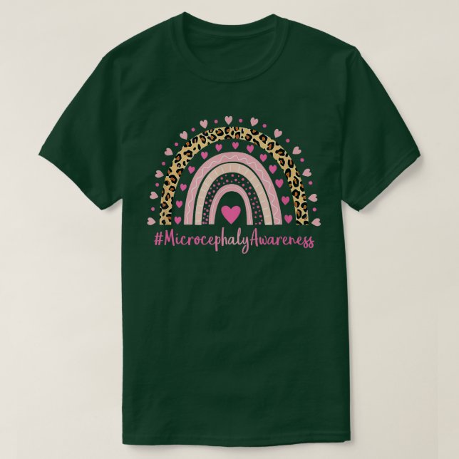 Mikrocefalys Rosa Medvetenhet Heart Leopard Rainbo T Shirt (Design framsida)