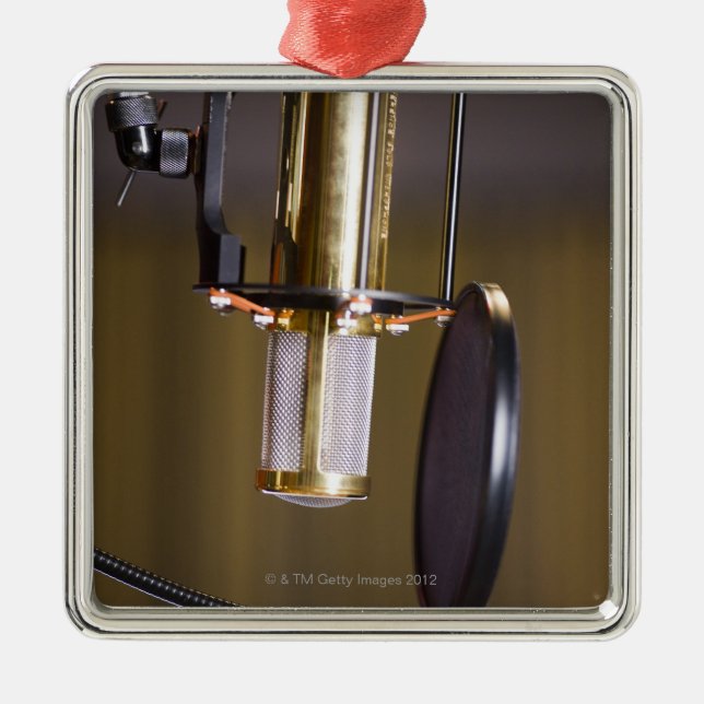 Mikrofon i studio julgransprydnad metall (Framsidan)