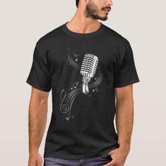 Mikrofon med Musik noter och Clef. Music Älskare T Shirt