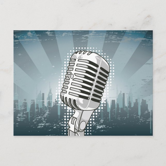 Mikrofon Rock and roll Vykort (Framsida)