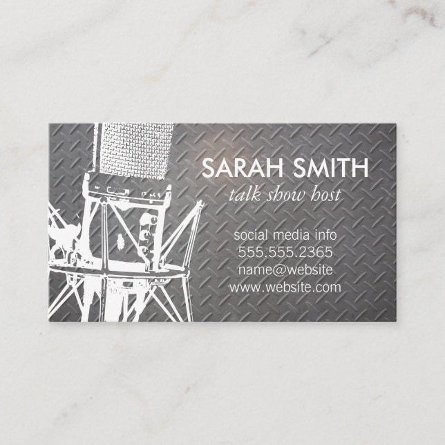 Mikrofon/underhållning | Metallisk bakgrund Visitkort (Framsida)