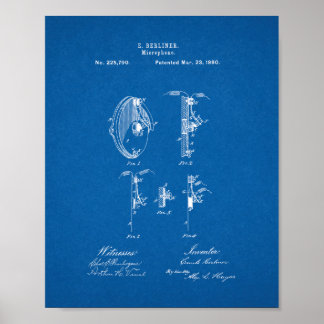 Mikrofonpatent - blåkopia poster