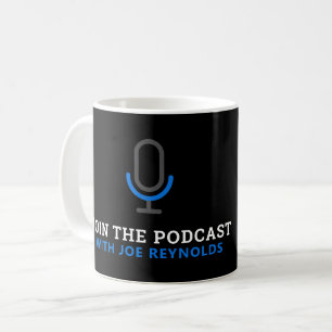 Mikrofonsymbol, podcaster, podradiosändning kaffemugg