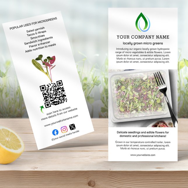 Mikrogrön producent QR-kod, publicitet och informa Reklamkort (Skapare uppladdad)