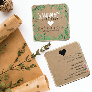 Mikrohandtag av Grönt Guld med Kärlek Etsy Crafter Fyrkantigt Visitkort
