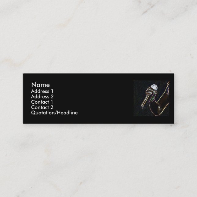 mikromikrofonmusiksångaren profilerar kortsång mini visitkort (Framsida)