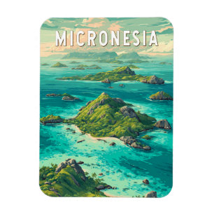 Mikronesien Illustration Resa Konst Vintage Magnet