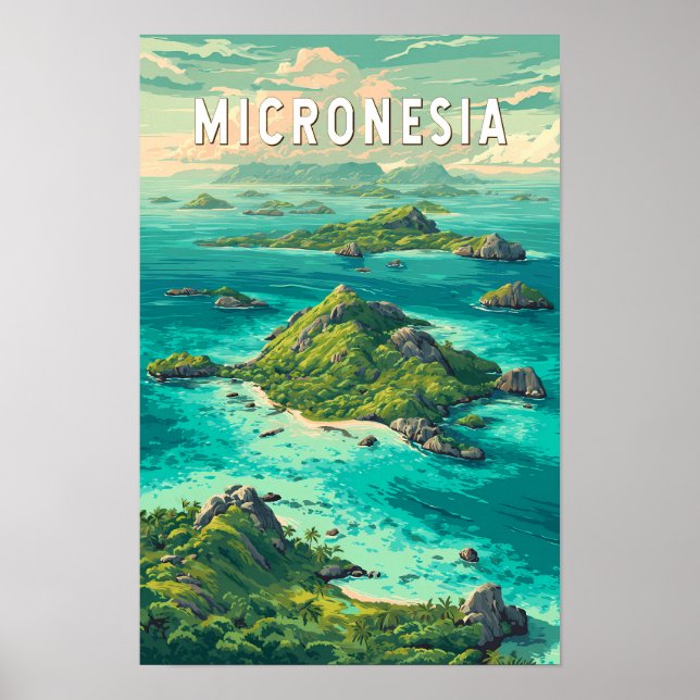 Mikronesien Illustration Resa Konst Vintage Poster (Framsidan)