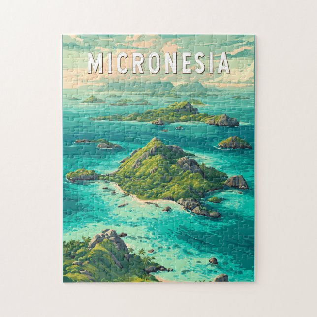 Mikronesien Illustration Resa Konst Vintage Pussel (Vertikal)