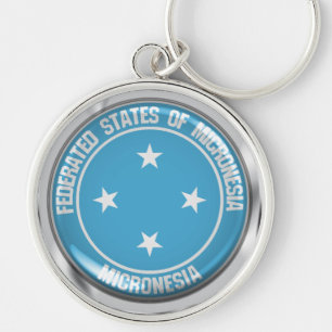 Mikronesien Round Emblem Rund Silverfärgad Nyckelring