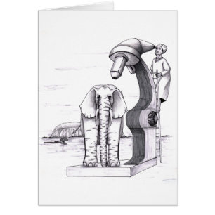 Mikroskop och en elefant hälsningskort