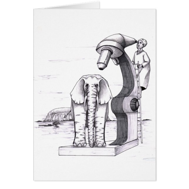 Mikroskop och en elefant hälsningskort (Framsidan)