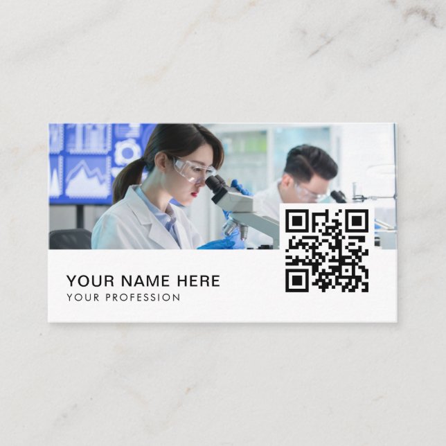 Mikroskop Scientist Lab QR-kod Visitkort (Framsida)