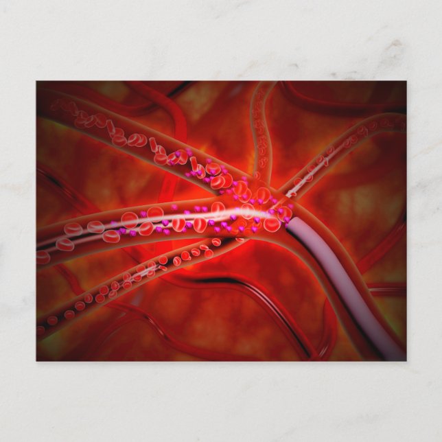 Mikroskopisk bild av läkemedel som injiceras vykort (Framsida)