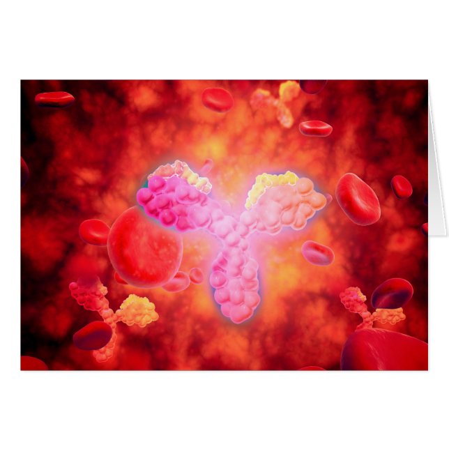 Mikroskopisk syn på humana antikroppar hälsningskort (Framsidan Horizontal)