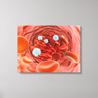 Mikroskopisk vy av blodflöde inuti en artär canvastryck