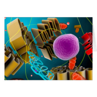 Mikroskopisk vy av cellkärnor från djurceller hälsningskort
