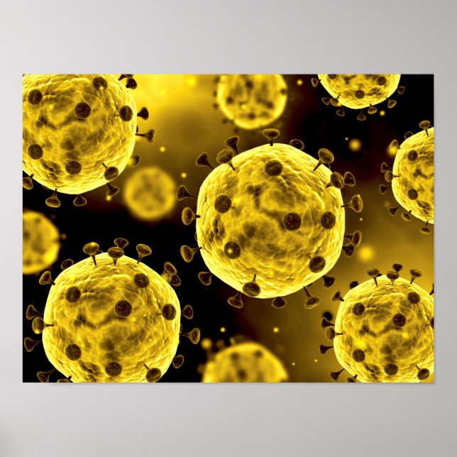 Mikroskopisk vy av Coronavirus Poster (Framsidan)