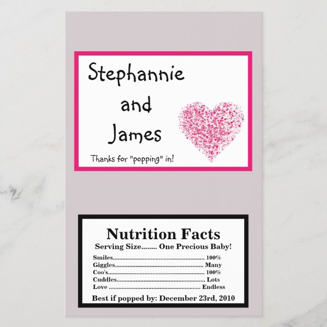 Mikrovåg Popcorn Wrapper Rosa Blommigt Petals Flow Flygblad (Framsidan)