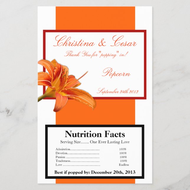 Mikrovågskrubbens Orange Tiger Lilly w. Str. Flygblad (Framsidan)