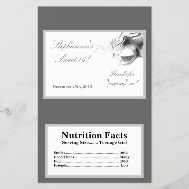 Mikrovågssvällning av popcorn Sweet 16 Hetter Vit  Flygblad (Framsidan)