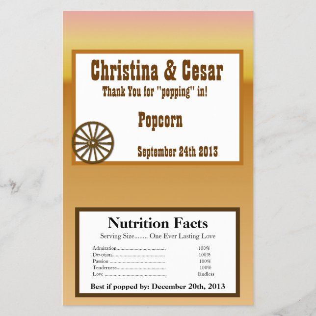 Mikrovågsugn Popcorn Omslag Vagn Hjul/Hästsko S Flygblad (Framsidan)