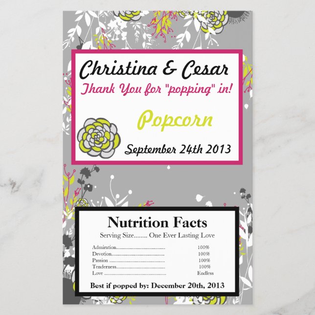 Mikrovågsugnspopcorn Omslag Limegrön/Het Pink Flöd Flygblad (Framsidan)