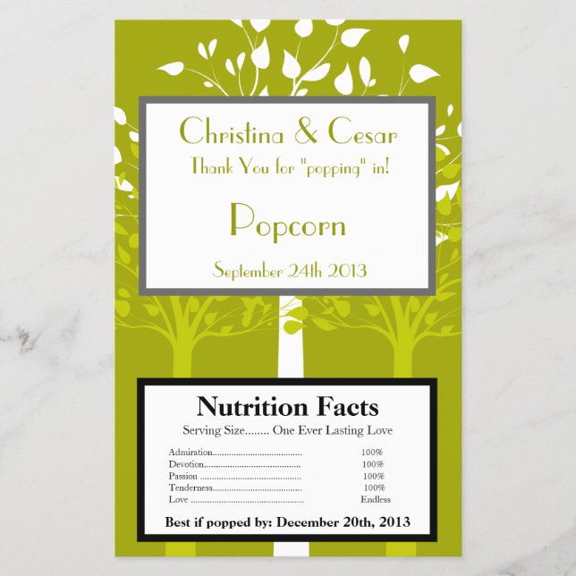 Mikrovågsugnspopcornsförpackning Moderna gröna/vit Flygblad (Framsidan)