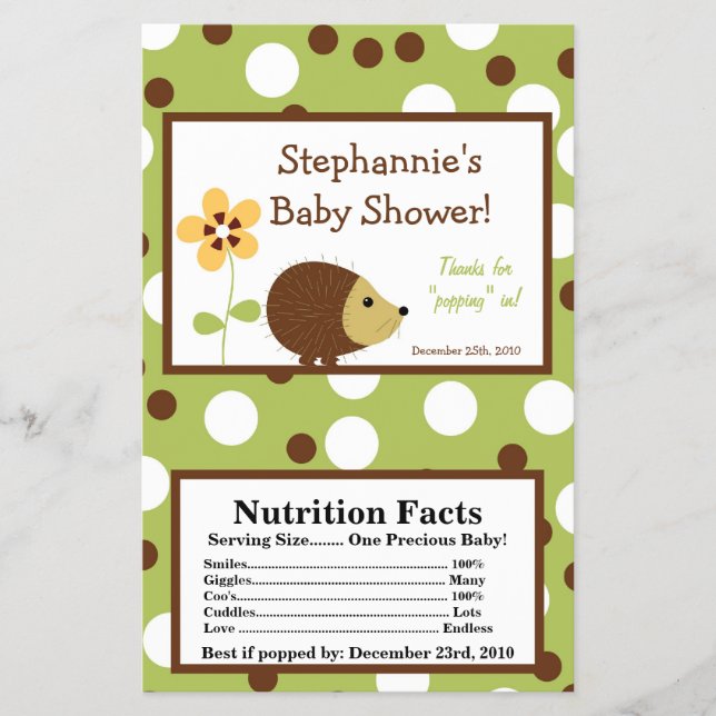 Mikrowave Popcorn Wrapper Forest Friends Hedgehog Flygblad (Framsidan)