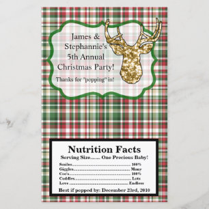 Mikrowave Popcorn Wrapper Guld Glitter Reindeer