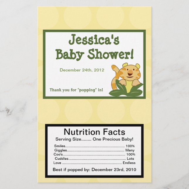 Mikrowave Popcorn Wrapper Jungle Spädbarn Flygblad (Framsidan)