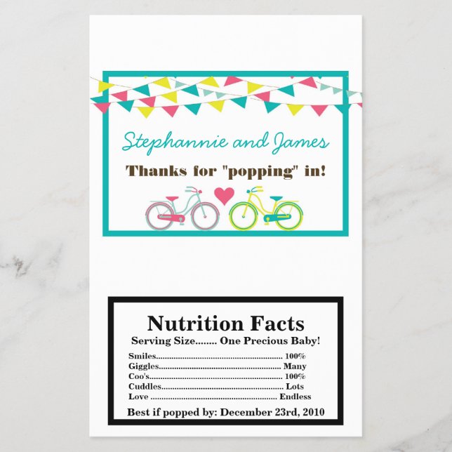 Mikrowave Popcorn Wrapper Kärlek Älskare Bikes Bic Flygblad (Framsidan)