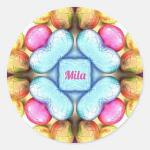 MILA PÅSK ~ WOW! Söt Eggs för Påsk Ge ~ Runt Klistermärke
