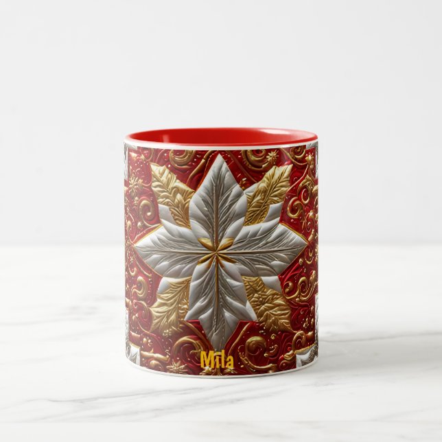 MILA ~ PATCHWORK ~ CHRISTMAS MÖNSTER ~ Två-Tonad MUGG (Center)